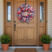 Independence Day Wreath Festive Wall Hanging Red White and Blue