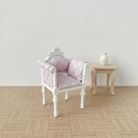 1:12 Scale Dollhouse Living Room Chair Handmade 1:12 Scale European Sofa Collectible Model Pink Dollhouse Armchair for Collectors, Hobbyists