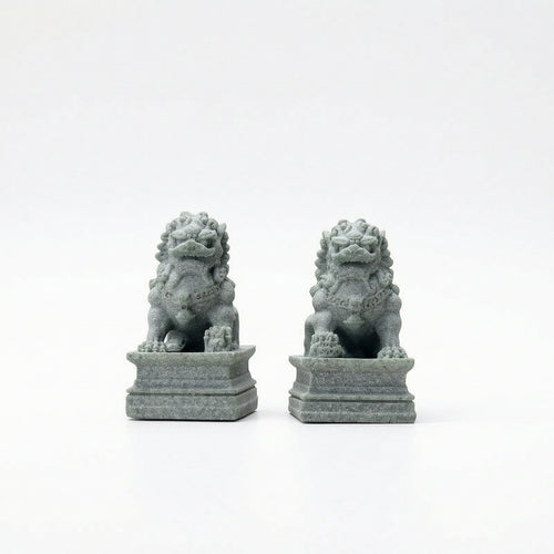 Stone Look Statues with Pedestal Carved Guardian Beast Ornaments for Photo Props