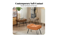 Tufted CumulusShaped Stool Light Luxury Aesthetic Arched Ribbed Ottoman