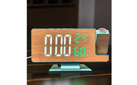 Bamboo Pattern Projection Clock Temperature and Humidity Display for Dorm Room