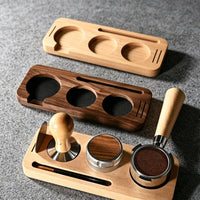 Walnut Tamper Station Solid Wood Coffee Tamping Stand Multi-Slot Design