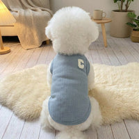 Short Vest Dog Tank Top for Small Dog Clothes, Solid Color Ribbed Polyester Puppy Clothes, Korean Style Summer and Spring Garments for Pets