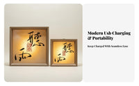Creative Gift Calligraphy Light Box Retro Design Chinese Design Shadow Box Lamp Handmade for Art Lovers, Homeowners, Study Room