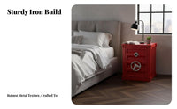 Lockable Metal Nightstand Industrial Design Bedside Table Sturdy Construction