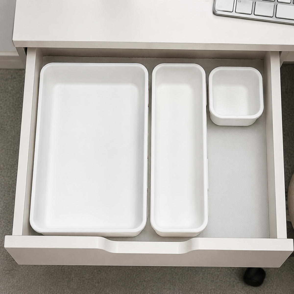 PP Cutlery Case, White, Drawer Storage, Stationery, Organizer Tray, 18L