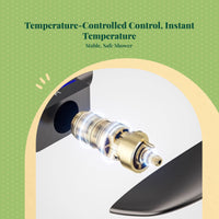 Temperature-Controlled Shower System, Digital Display Brass Shower Faucet Set, High-Pressure Rain Shower Combo for Bathroom