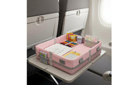 Padded Travel Tray Table Organizer Raised Side Walls Foldable Tray Table Fastening Straps Compartment Organizer Box