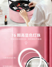 带镜子led灯圆形化妆包收纳包大容量手提化妆品跟妆防水功能便携