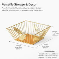 Iron Metal Fruit Bowl with Decorative Openwork Design for Kitchen Storage, Basket for Coffee Table and Room Decor, Versatile Snack Tray