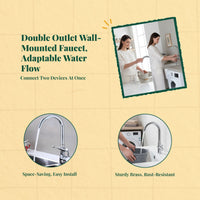 Wall-mounted brass kitchen faucet