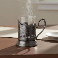 Podstakannik Retro Design Ornate Glass Sleeve with Handle for Collectors