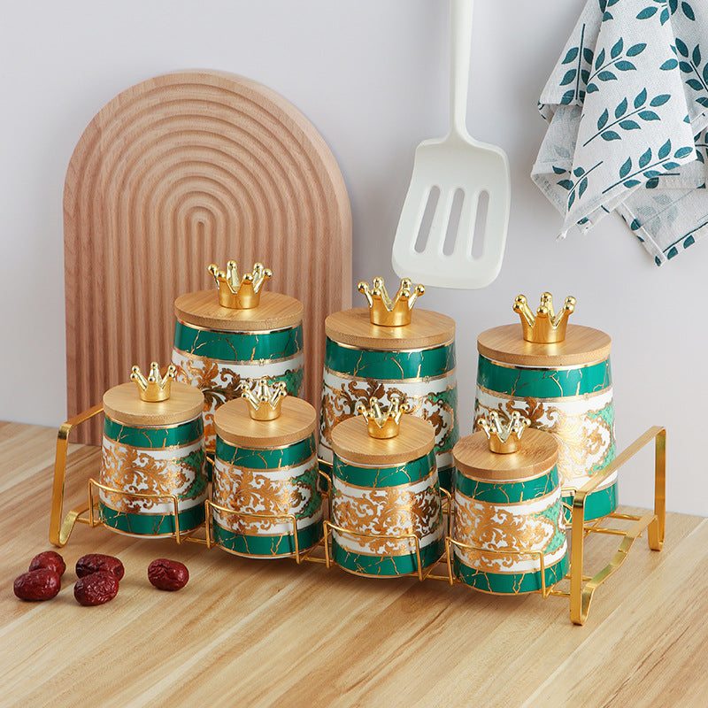 Ceramic Sealed Storage Jar Set for Grains and Tea, Food-Grade, Modern Minimalist, 3.1-4L, Round, Factory Direct