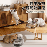 不锈钢猫咪饮水机无线感应不插电流动水自动循环大容量宠物饮水器