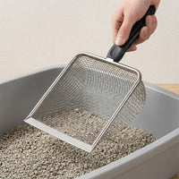 Cat Sifter with Stainless Steel Handle and Grip, Shallow Scooper for Waste, Fine Mesh Scooper for Daily Cleaning