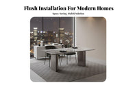 Rectangular Table with Geometric Base Italian design 6-Seater Rectangular Table Luxury Feel Dining Furniture for Apartment Dwellers, Hosts, Living Room