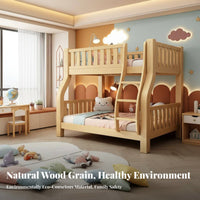 Solid Wood Bunk Bed Guard Rails Wooden Bunk Bed Frame Multi-Functional Bedroom Furniture for Children, Families, Small Areas, Guest Room, Home