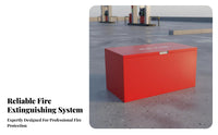 Large Capacity Fire Sand Box Hinged Lid Firefighting Sand Bin Raised Feet Red Steel Fire Box Sturdy Handles for Safety Elevated Icers, Industrial Workers, Property Managers, Gas Stations, Factories, Workshops, Warehouses