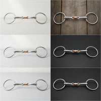 Copper-Jointed Horse Bit with Three-Piece Mouthpiece Polished Bit with Oval Rings Gentle Tack Comfortable for Everyday Riding