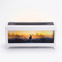 Acrylic Disperser with Picture Panel Flame-Effect Aroma Disperser with Night Light Tabletop Humidifier with Light Decorative