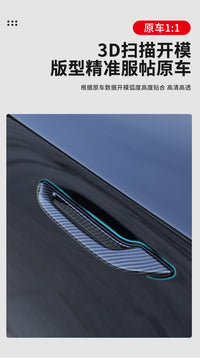 Tesla Model 3/Y Door Handle Cover Anti-Freeze Add-on Carbon Fiber Pattern