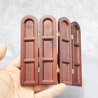 1:12娃娃屋dollhouse迷你家具模型复古场景书房浴室木质屏风