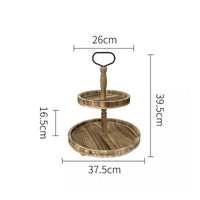 Two Tiered Dessert Stand Natural Wood 2 Tier Wooden Tray Crafted by Hand