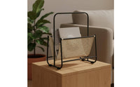 Magazine Rack Minimalist Design Woven Newspaper Stand Versatile Metal Frame Book Holder for Office, Living Room