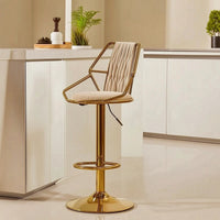 Adjustable Bar Stool with Backrest Swivel Bar Stool Ergonomic Furniture Cushioned for Kitchen Island