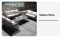 4-Piece Woven Lounge Set mechanical aesthetic Outdoor Furniture Weather-Resistant Garden Seating Group for Families, Homeowners, Patio, Balcony, rearyard