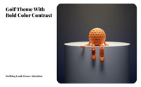 Great Gift Idea Sitting Golf Ball Man Unique Design 3D Printed Golf Figure for Golfers, Collectors, Shelf Decor, Office, Home