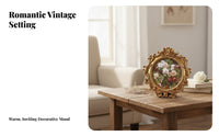 Oval Easel Photo Frame Carved Floral Ornate Resin Photo Frame Scroll Detailing