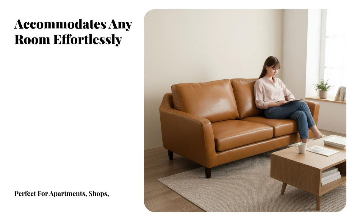 Nordic design Sleek Black Sofa Small Space suitable Living Room Seating Minimalist Design Couch leather-like finish Upholstery for Apartment Dwellers, Business Owners, initialTime residents, Lounge Area, Office, Bedroom