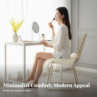 Wire Mesh Armchair Nordic aesthetic Vanity Stool Gold-Tipped Legs for Adults, Guests