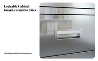 Stainless Steel Filing Cabinet Lockable Crafted Metal File Cabinet with Lock High-Capacity Locking Office File Drawer Unit for Administrators