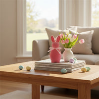Flocked Bunny Figurine Fuzzy Texture Chunky Hare Decor Tabletop Accent Velvet Hare Ornament for Party, Desktop