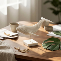 Cetacean Sculpture Minimalist Cetacean Statue with Stand Modern for Bookshelf