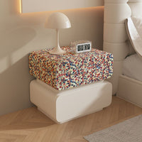 Tessellated Pattern End Table Luxurious Appearance Multi-Compartment Accent Cabinet Large Capacity Storage Nightstand for Bedside, Guest Room