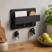 Farmhouse Wall Key Rack Solid Wood Entryway Organizer Easy Installation