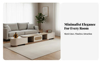 2 Pieces Extendable Design Expandable Media Cabinet and Coffee Table Set Minimalist Aesthetic Sleek TV Stand Multi-Functional Storage Living Room Furniture Long-Lasting Construction for Apartment Dwellers, Homeowners, Renters, Small Apartments, Home