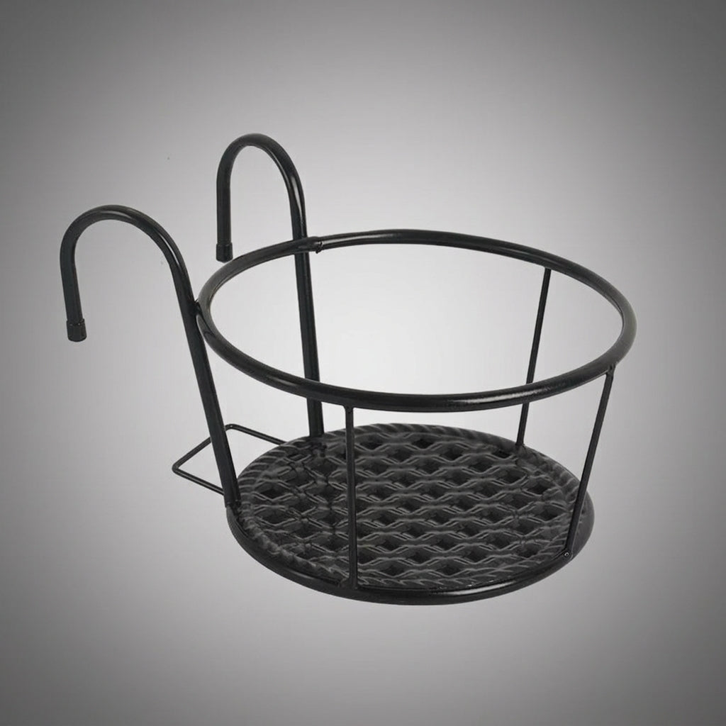 Garden Fence and Balcony Planters for Railing, Cylindrical Fence Planter with 18.5cm Bottom Diameter, Welded Hanging Planter, Outdoor Planter