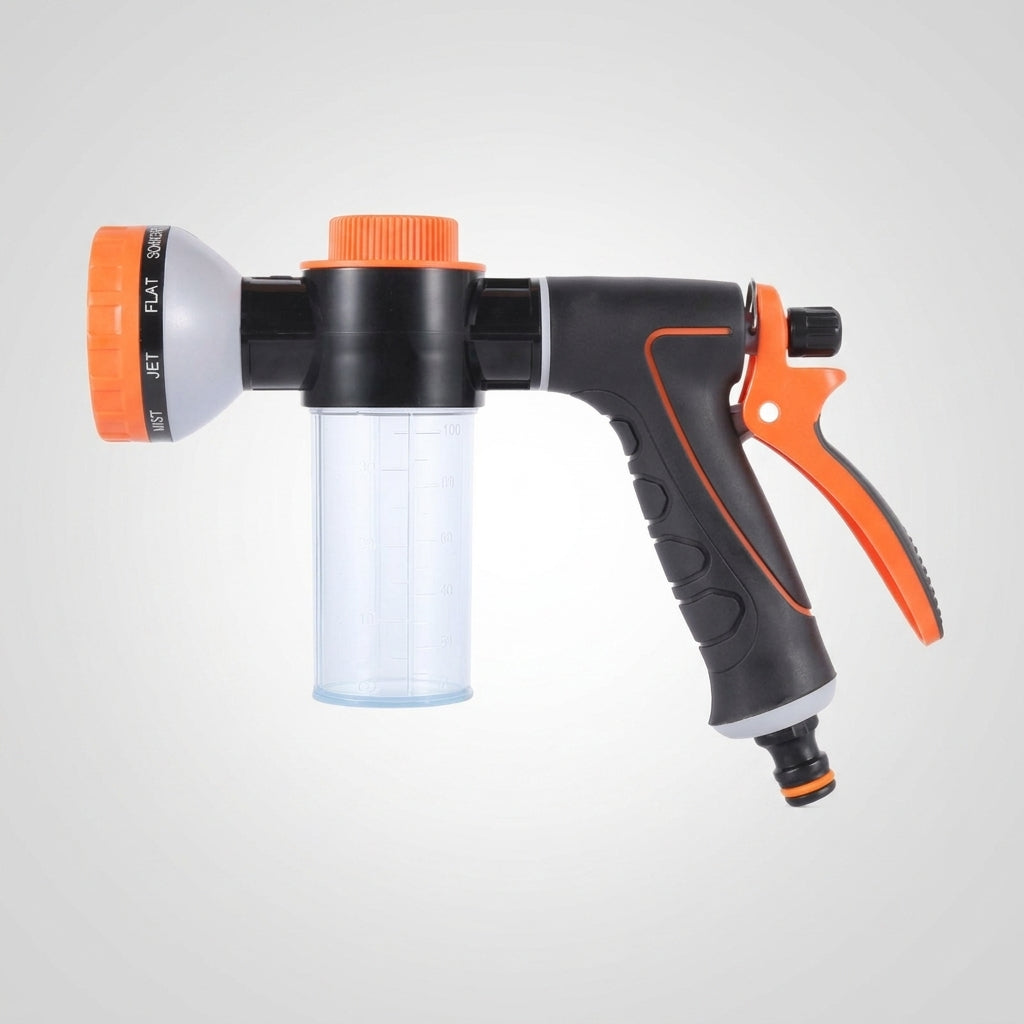 Car Cleaning and Car Wash Pump Sprayer with Integrated Foam Bottle, High Pressure Hose Nozzle with Multiple Spray Patterns, Mist Spray Hose