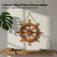 Ship Wheel Wall Decor Classic Nautical Wooden Nautical Steering Wheel Rustic Design Wall Hanging for Bar, Restaurant, Man Cave