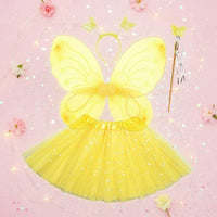 Butterfly Costume Set Transparent Layered Butterfly Wing Pair Costume Flared Silhouette Tutus Skirt Set for Children