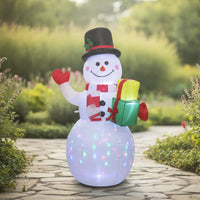 Multicolor Inflatable Snowman with Gift Boxes Outdoor Christmas Inflatable Snowman Illuminated Lawn Decoration Light-up for Yard, Patio