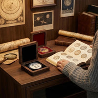 Walnut Wood Coin Collection Box with Flip Lid