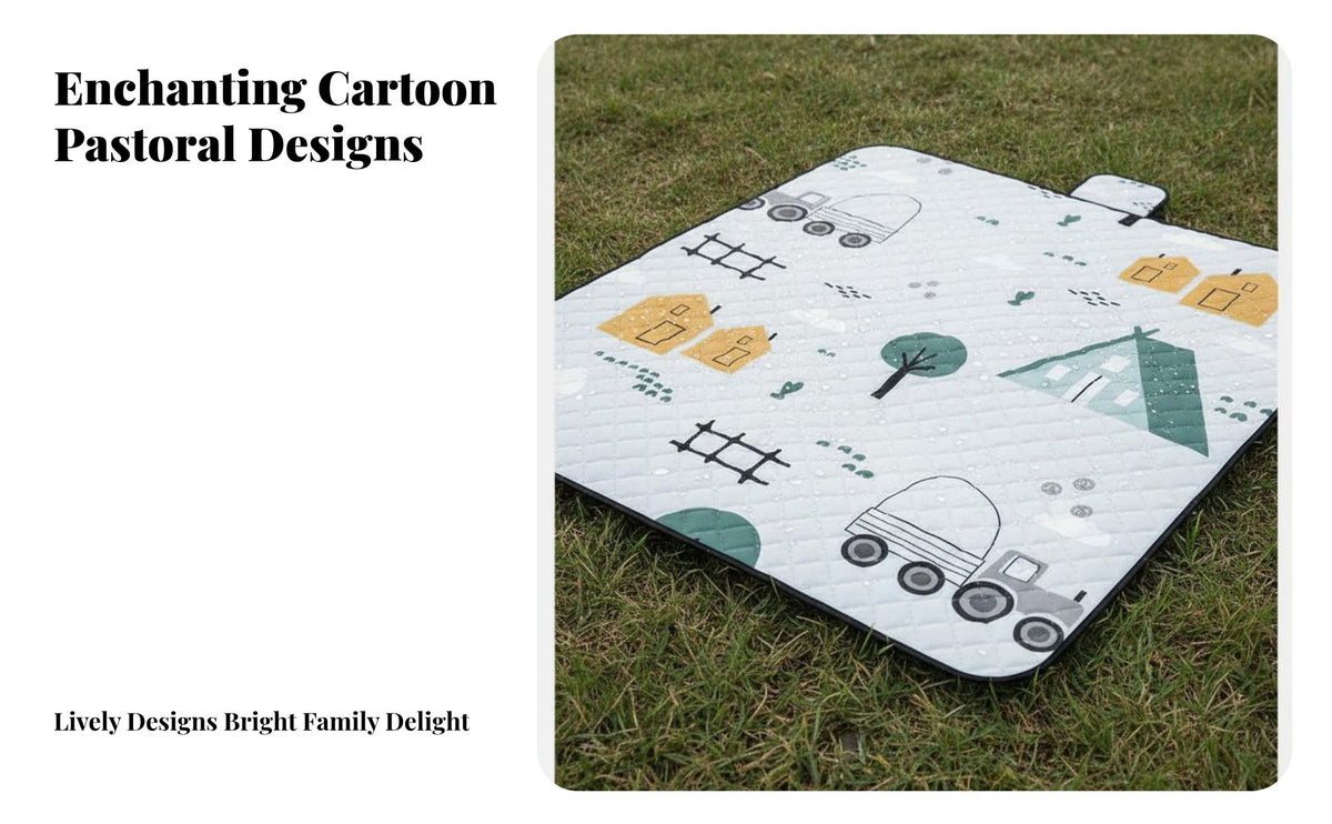 Waterproof Foldable Picnic Mat Moisture-Proof Quilted Cartoon Mat Thickened Outdoor Gear Portable for Picnickers, Families, Camping, Picnics, Beach, Travel