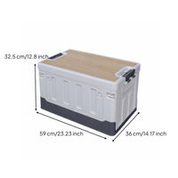 Multi-Purpose Foldable Storage Crate with Side Doors Heavy Duty Side Door Storage Crate Wood Lid Folding Bin for Campers