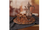 Liquor Service Set with Tray Embossed Ewer Set with Cups Ornate for Collectors