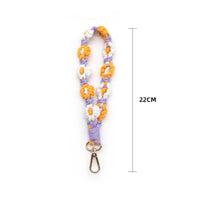 6 Pieces Handwoven Flower Keychain Handmade Braided Wrist Strap Pendant